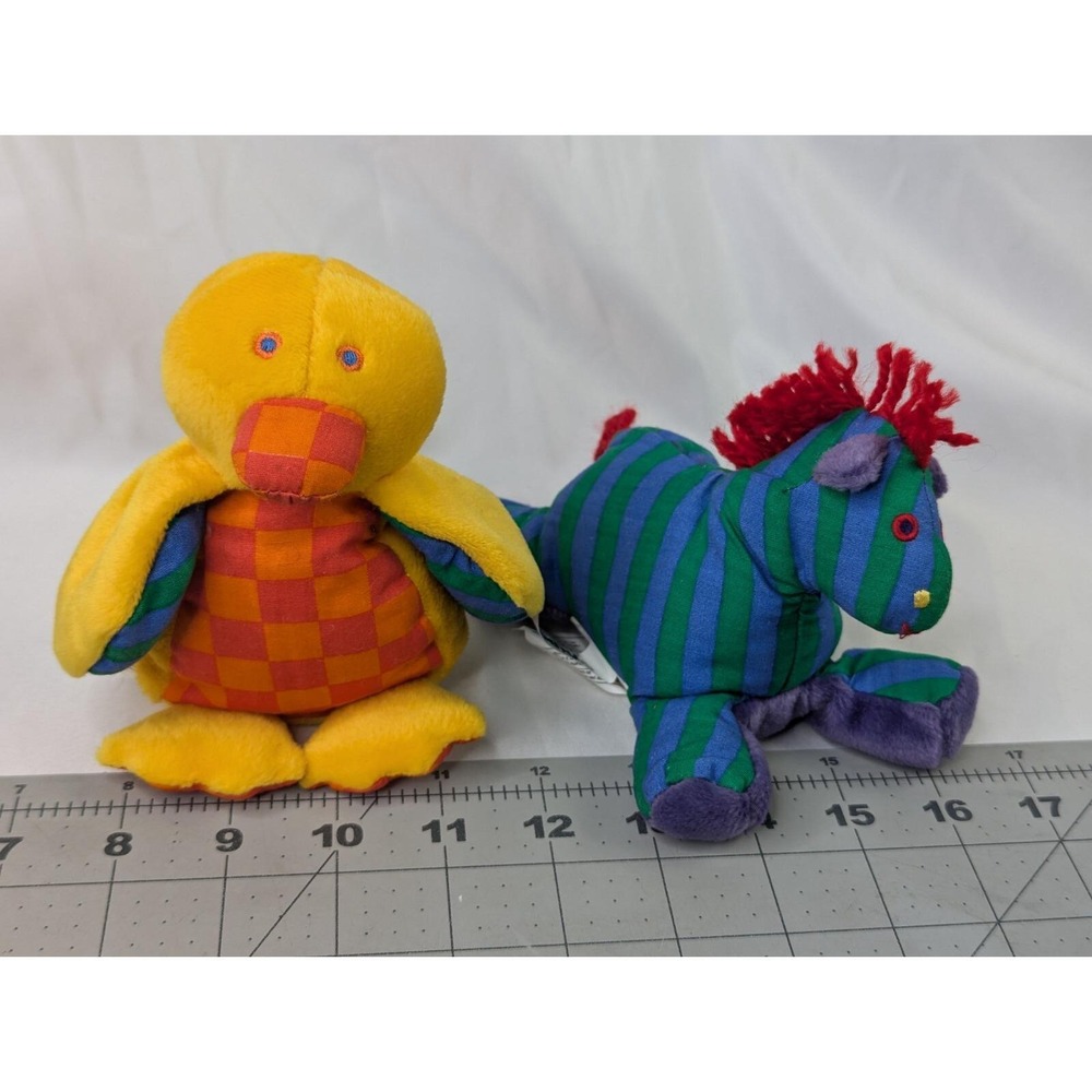 Gymboree Yellow Duck Horse Zebra Plush Stripes Stuffed Animal Toy